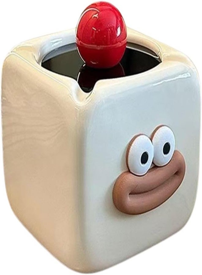 Funny Ceramic Cigarette Cigar Ashtray With Lid Cigar Ash Holder Smoking Ash Tray For Home Office Desktop(White) - Image 2