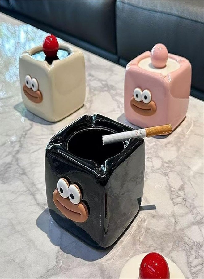 Funny Ceramic Cigarette Cigar Ashtray With Lid Cigar Ash Holder Smoking Ash Tray For Home Office Desktop(White) - Image 4