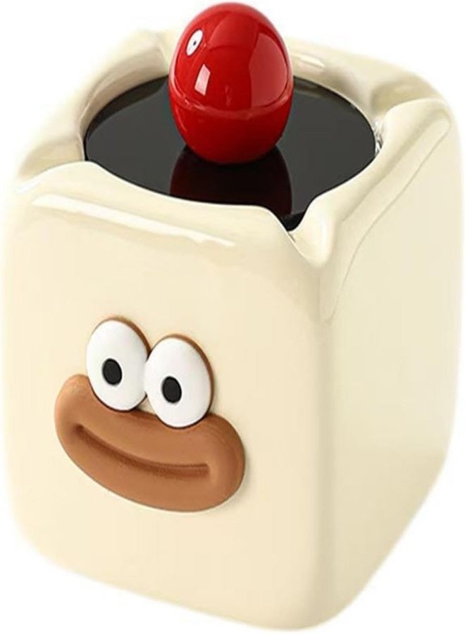 Funny Ceramic Cigarette Cigar Ashtray With Lid Cigar Ash Holder Smoking Ash Tray For Home Office Desktop(White) - Image 1