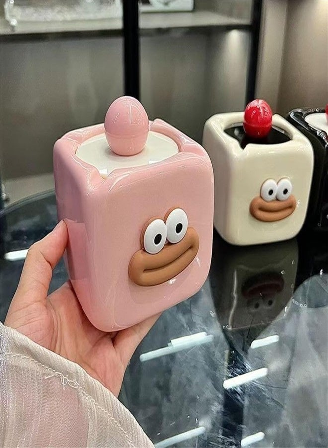 Funny Ceramic Cigarette Cigar Ashtray With Lid Cigar Ash Holder Smoking Ash Tray For Home Office Desktop(White) - Image 5