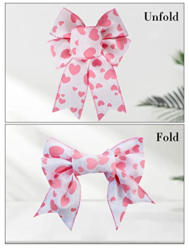 SIMISI RIBBON Burlap Wreath Valentine's Day Red Heart Bows for Wedding Decor DIY Crafts Proposing Gift Ornaments 6 x 7.8 Inch - Image 3