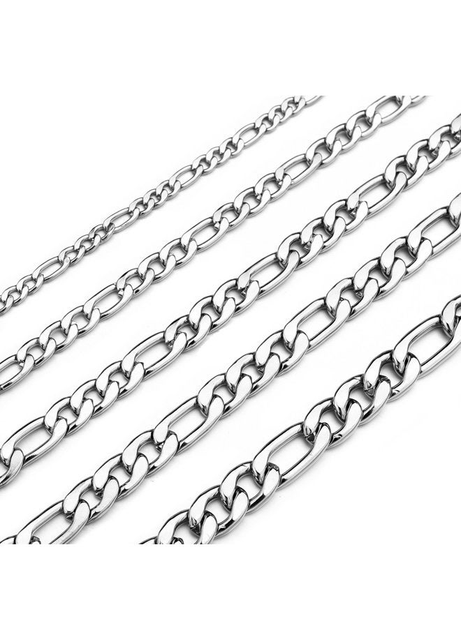Monily 16 Inches 30 Inches Figaro Chain Necklace 4mm 8.5mm Stainless Steel Figaro Link Chain for Men Women 18k Real Gold Plated - Image 1