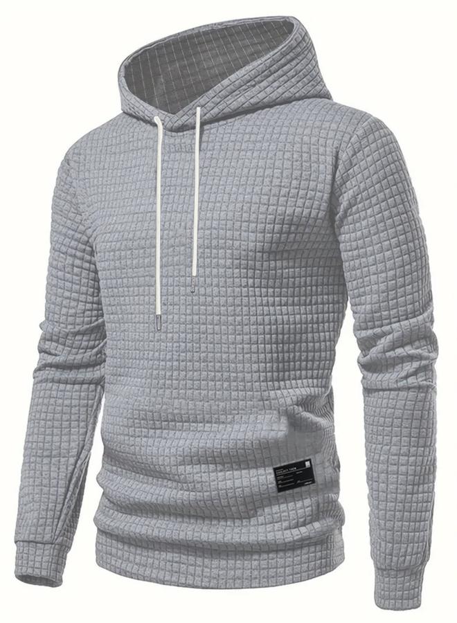 Take Two Men Grey Textured Pullover Hoodie - Image 2