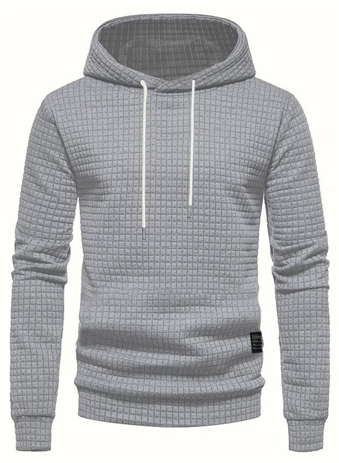 Take Two Men Grey Textured Pullover Hoodie - Image 1