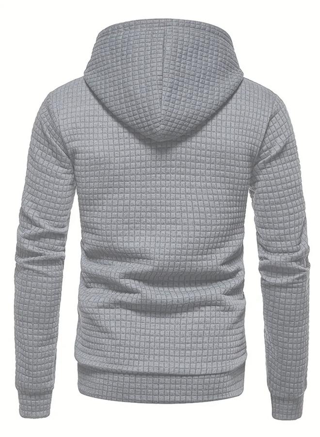 Take Two Men Grey Textured Pullover Hoodie - Image 3