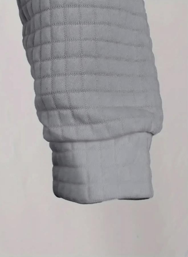 Take Two Men Grey Textured Pullover Hoodie - Image 5