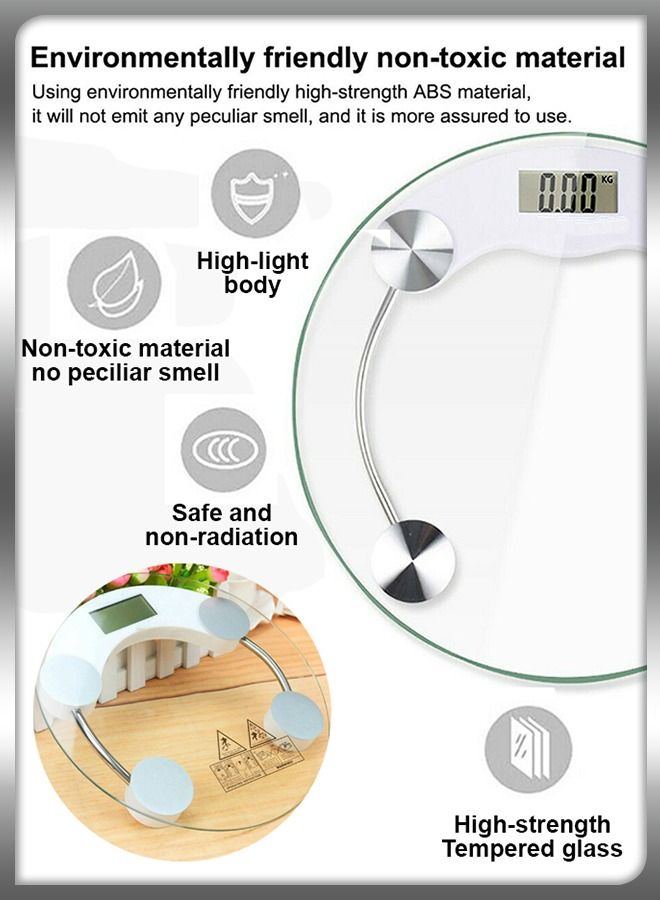 DBLEW Smart Circle Shape Transparent Tempered Glass Digital Bathroom Body Weighing Measurements High Precision Weighing Scale 180 KG Capacity  - Image 4