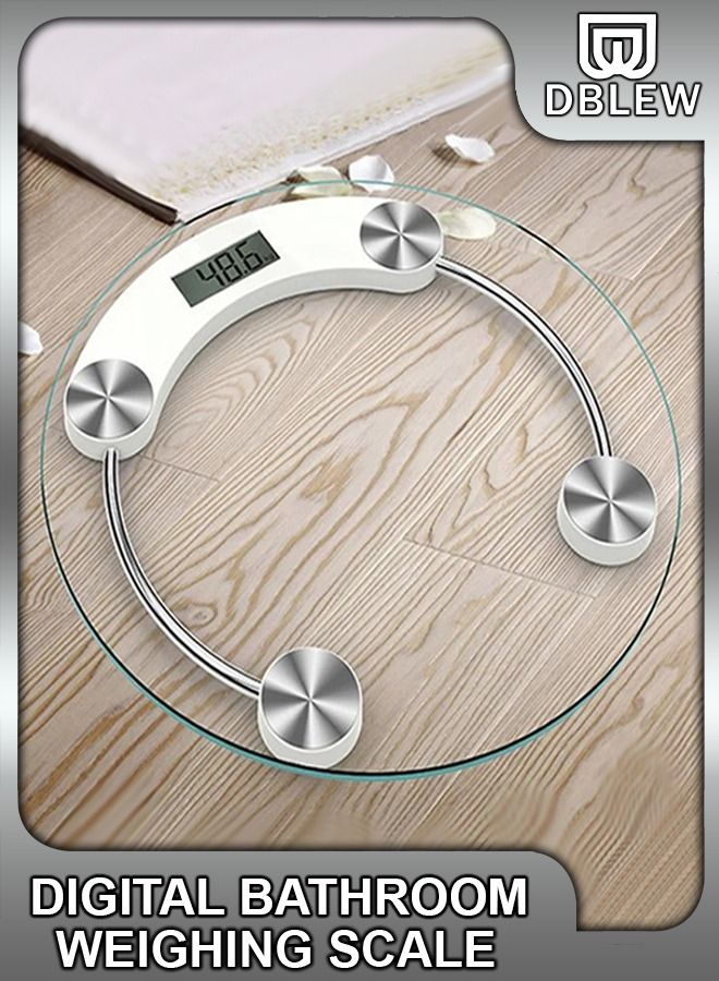 DBLEW Smart Circle Shape Transparent Tempered Glass Digital Bathroom Body Weighing Measurements High Precision Weighing Scale 180 KG Capacity  - Image 1