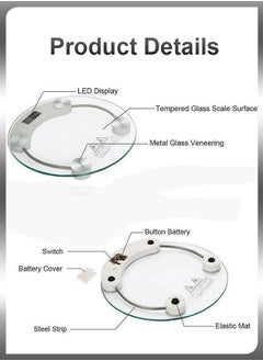 DBLEW Smart Circle Shape Transparent Tempered Glass Digital Bathroom Body Weighing Measurements High Precision Weighing Scale 180 KG Capacity  - Image 3