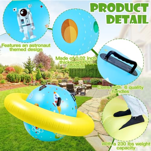 Poen Inflatable Dome Rocker Bouncer 63L x 63W x 39H Blow up Climbing Rocker Kids Giant Inflatable Bouncer Seesaw Outdoor Roll and Play Seesaw Dome Toddler Gaint Balance Game with 6 Handle - Image 5