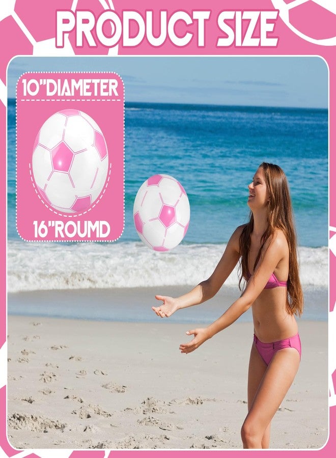 VercanMonth 12 Pcs Pink Inflatable Soccer Balls Beach Balls Bulk for Games Outdoor Summer Pool Beach Activity Sports Birthday Soccer Party Decorations (16 Inch Before Inflation 12 Inch Afte) - Image 2