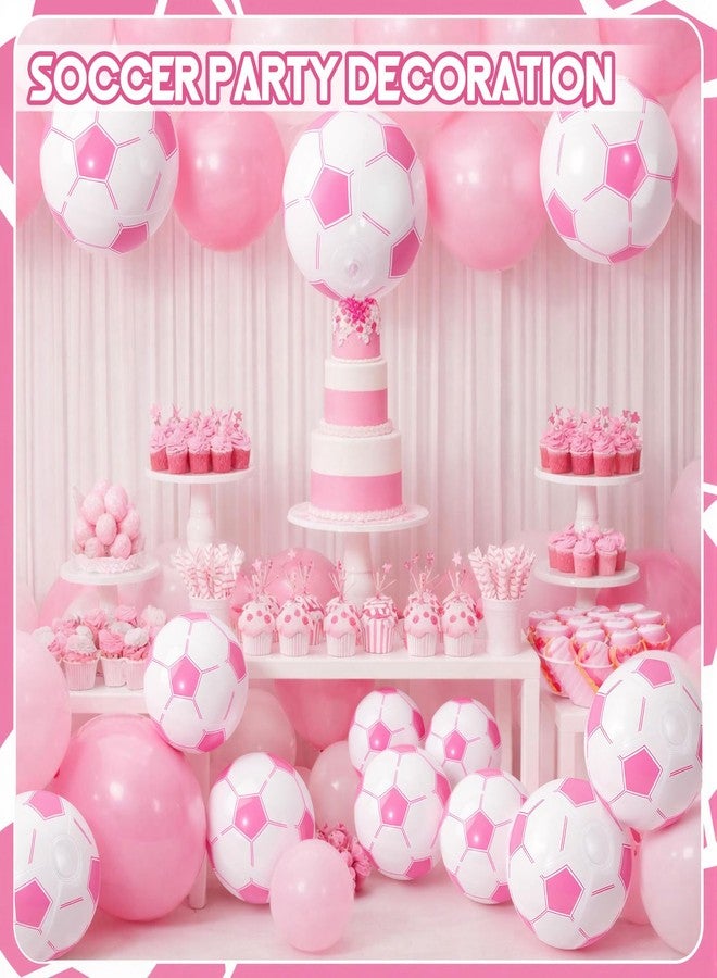 VercanMonth 12 Pcs Pink Inflatable Soccer Balls Beach Balls Bulk for Games Outdoor Summer Pool Beach Activity Sports Birthday Soccer Party Decorations (16 Inch Before Inflation 12 Inch Afte) - Image 4