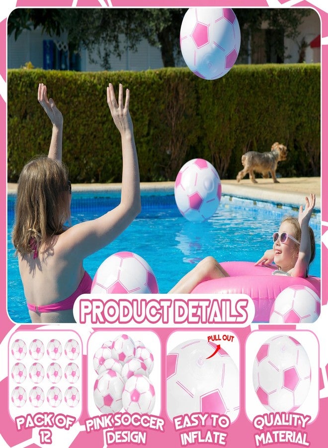 VercanMonth 12 Pcs Pink Inflatable Soccer Balls Beach Balls Bulk for Games Outdoor Summer Pool Beach Activity Sports Birthday Soccer Party Decorations (16 Inch Before Inflation 12 Inch Afte) - Image 3