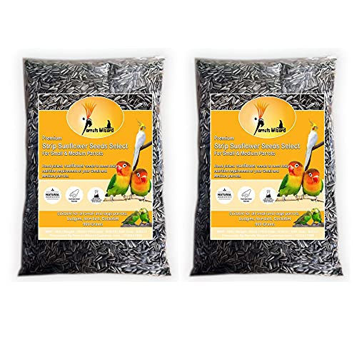 Parrots Wizard, Small Size Strip Sunflower Seeds 900 Grams - [Pack Of 2] - Bird - Image 1