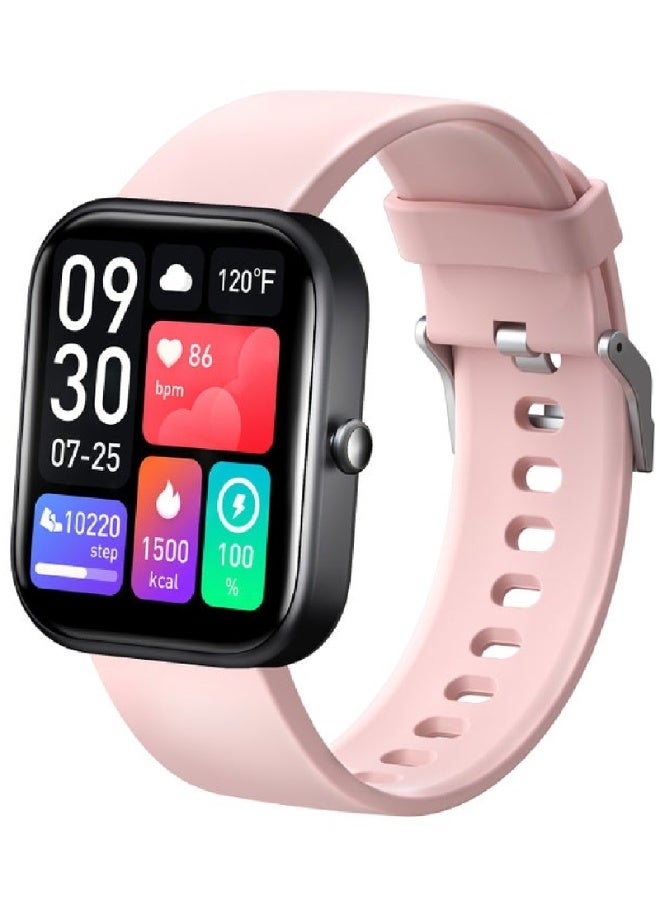 AROAQ GTS5 Smartwatch Call Version with Bluetooth Calling | 2.0" HD Full Touch Display, Heart Rate, SpO2 & Health Monitoring, Sports Modes, Waterproof Fitness Watch – Pink With Black Dial