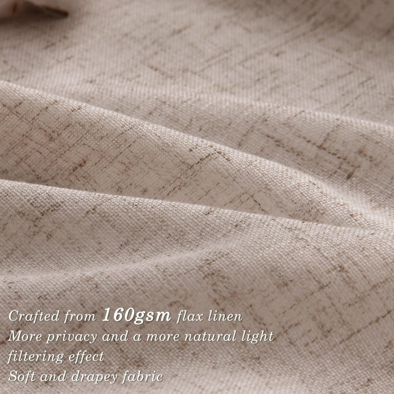Jowels Oatmeal Linen Curtains 84 Inch Length 2 Panels for Living Room Bedroom  Light Filtering Sheer Curtains 84 Inches  Modern Grommet Privacy Semi Sheer Curtain 84 Inch  Oatmeal  52x84 - Image 3