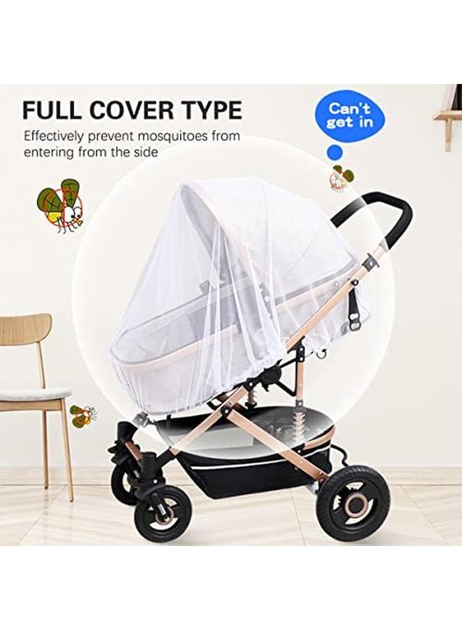 إي سي في في شبكة ناموسية عالية الكثافة لعربة الأطفال بغطاء كامل شبكة ناموسية متعددة الأغراض قابلة للتنفس لحامل الأطفال وعربة الأطفال ومقاعد السيارة باللون الأبيض - Image 4