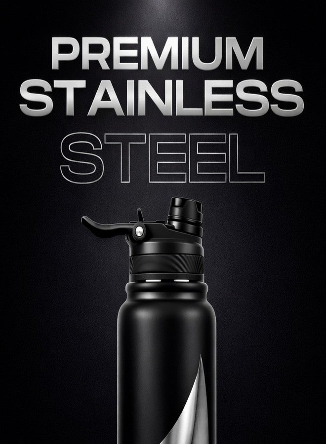 Speedex Vacuum Insulated Stainless Steel Water Bottle 1 Litre (1000ml / 1L / 1 Ltr) with 2-in-1 Lid (Straw & Spout), Hot & Cold Leakproof Thermosteel Travel Flask for Office, Gym & School (Black-Wine) - Image 4