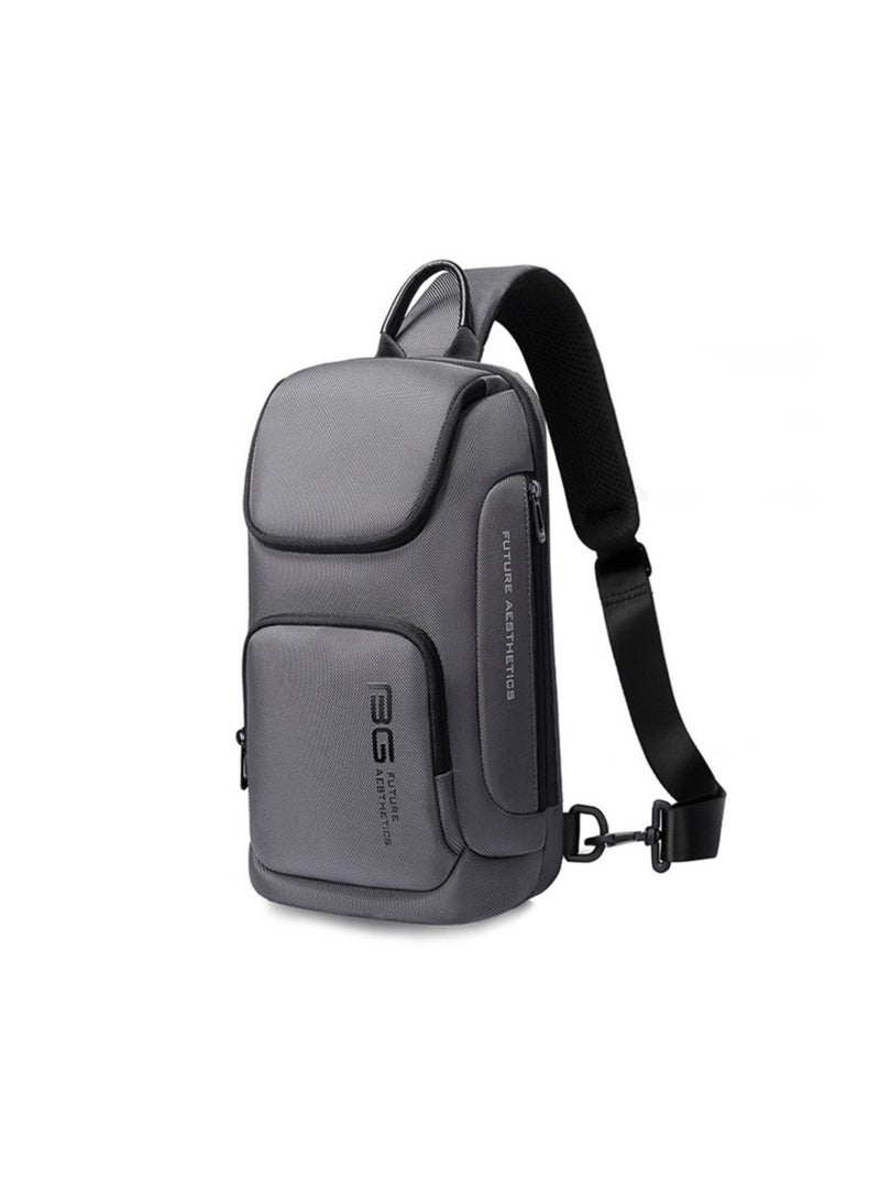 BANGE حقيبة كتف للرجال، حقيبة ظهر مقاومة للماء، حقيبة صدر خفيفة الوزن، حقيبة سفر خارجية، حقيبة يومية (رمادي) - Image 1