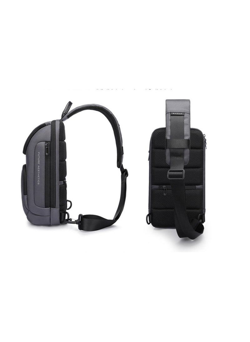 BANGE حقيبة كتف للرجال، حقيبة ظهر مقاومة للماء، حقيبة صدر خفيفة الوزن، حقيبة سفر خارجية، حقيبة يومية (رمادي) - Image 2