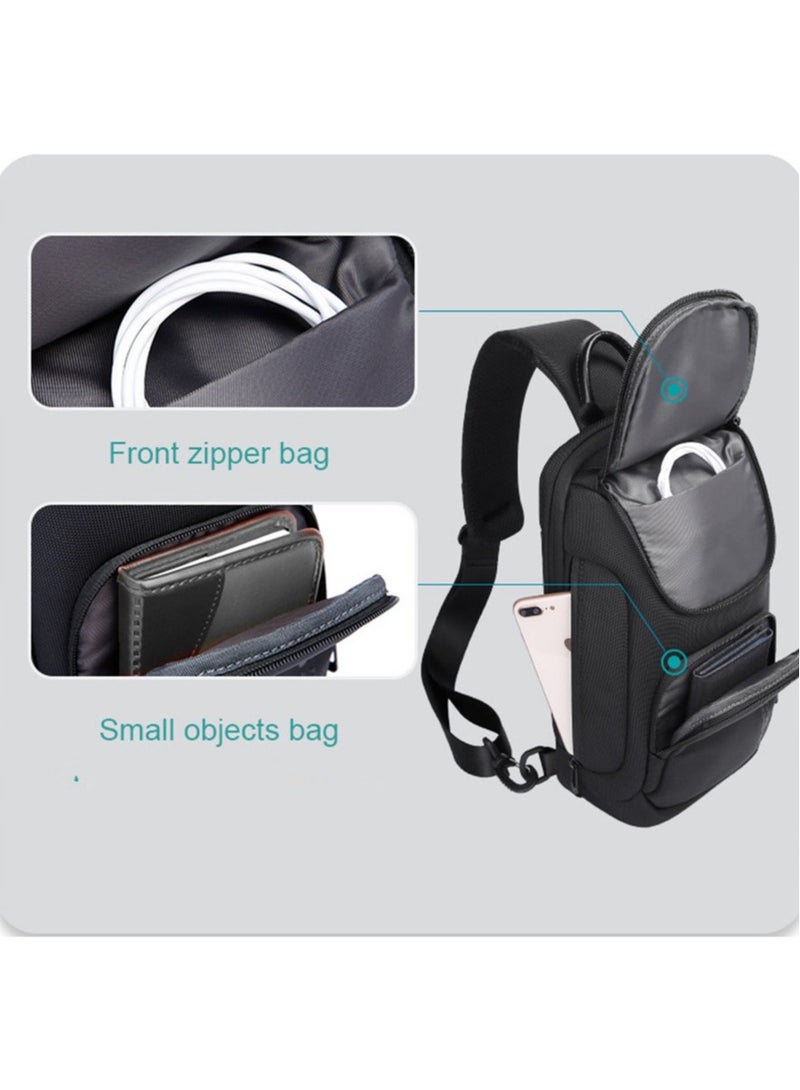 BANGE حقيبة كتف للرجال، حقيبة ظهر مقاومة للماء، حقيبة صدر خفيفة الوزن، حقيبة سفر خارجية، حقيبة يومية (رمادي) - Image 4