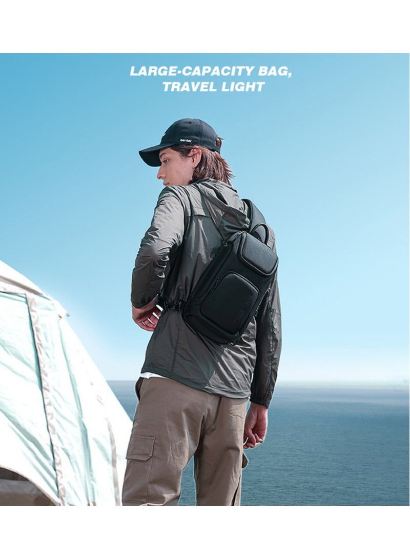 BANGE حقيبة كتف للرجال، حقيبة ظهر مقاومة للماء، حقيبة صدر خفيفة الوزن، حقيبة سفر خارجية، حقيبة يومية (رمادي) - Image 5