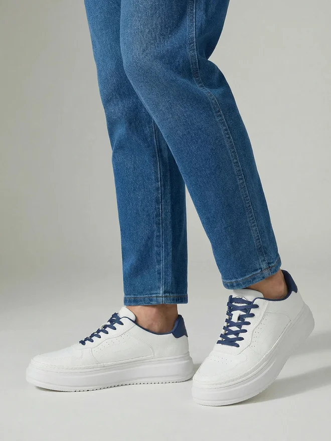 Styli  Styli White Platform Lace-Up Sneakers for Men | Best Price UAE