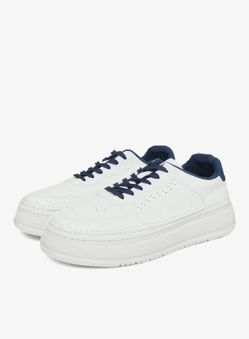 Styli Styli White Platform Lace-Up Sneakers