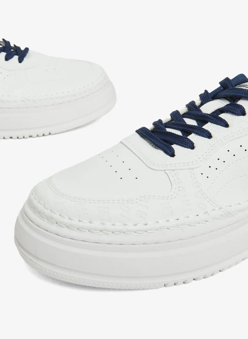Styli  Styli White Platform Lace-Up Sneakers for Men | Best Price UAE