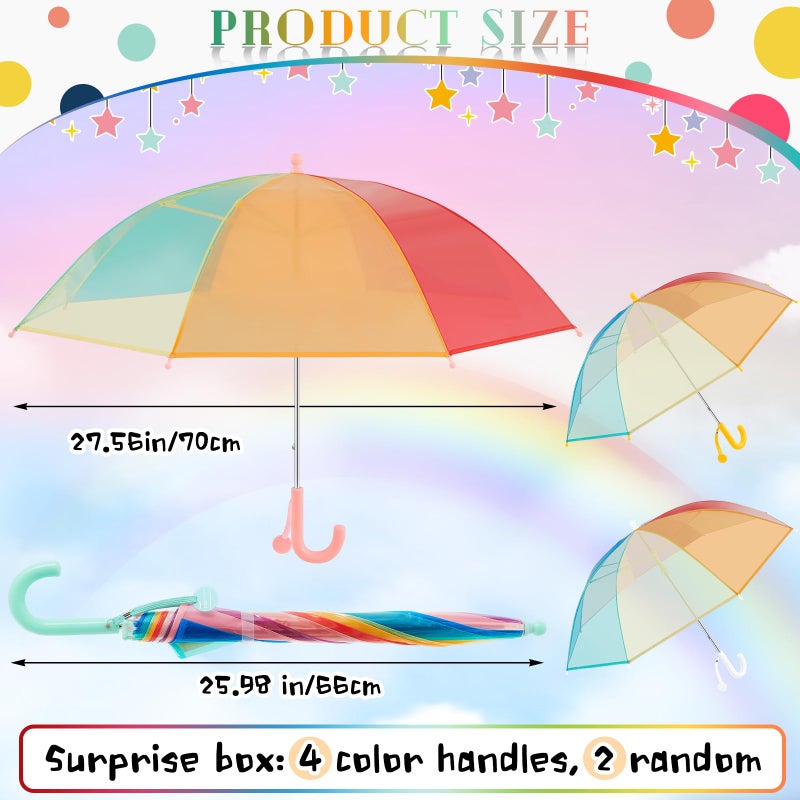 Fabbay 2 Pcs Umbrella Easter Basket Kids Clear Bubble Umbrellas Unicorn with Easy Grip Curved Handle Transparent Umbrella(Vibrant) - Image 3