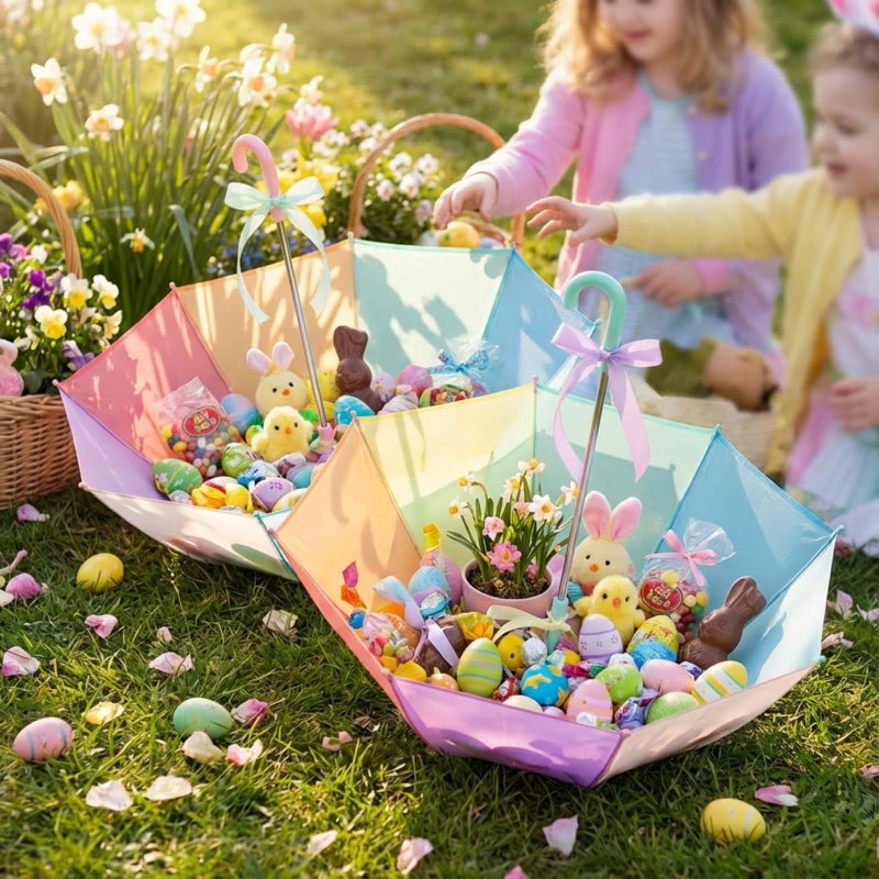Fabbay 2 Pcs Umbrella Easter Basket Kids Clear Bubble Umbrellas Unicorn with Easy Grip Curved Handle Transparent Umbrella(Vibrant) - Image 5