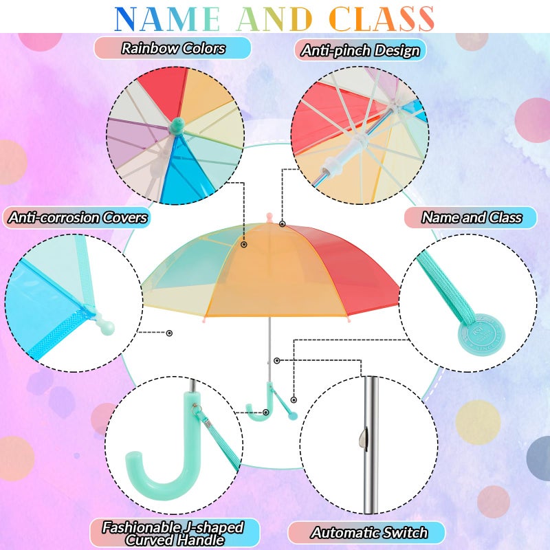 Fabbay 2 Pcs Umbrella Easter Basket Kids Clear Bubble Umbrellas Unicorn with Easy Grip Curved Handle Transparent Umbrella(Vibrant) - Image 4