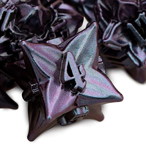ARUOHHA DND Metal Dice Set Purple Leaf Design Polyhedral Dice with Box 7PCS D and D Dice RPG Role Playing Games D20 D12 D10 D8 D6 - Image 5
