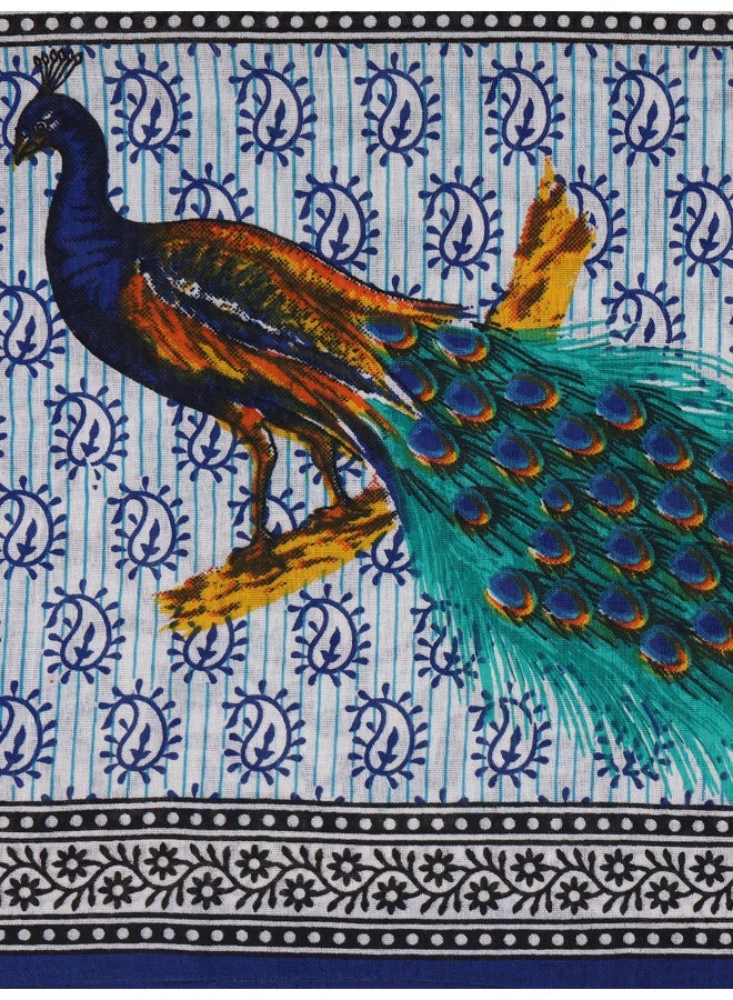 Urban Magic Urban Magic 104 TC Cotton Double Animal Flat Bedsheet (Pack of 1, Blue)  - Image 4