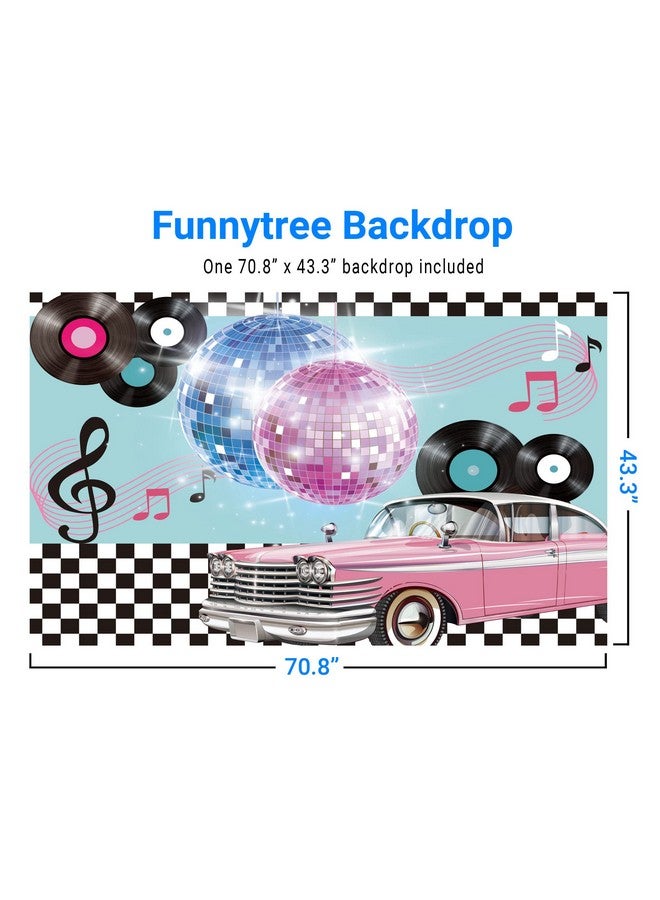 Funnytree 50S Retro Rock N Roll Diner Party Backdrop Car Sock Hop Dance Cosplay Prom Photography Background Classic 1950S Baby Birthday Wedding Banner Cake Table Decoration Photo Booth - Image 3