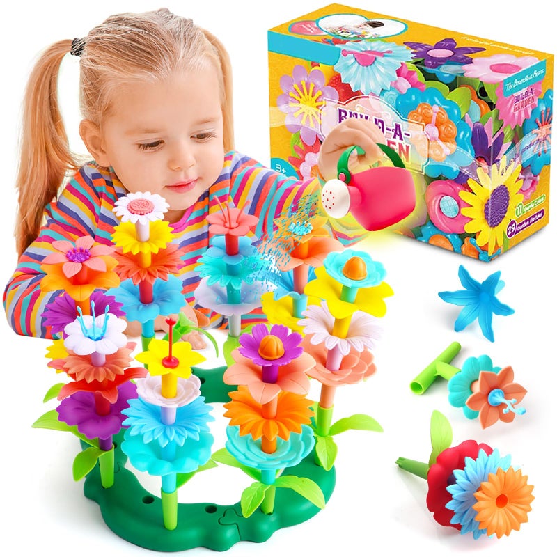FUNZBO Flower Garden Building Toys Set Birthday Gifts for Age 2 3 4 5 6 Years Old Girls STEM Montessori Educational Toy for Toddler Kids Sorting Stacking Spring Gardening Set - Image 3