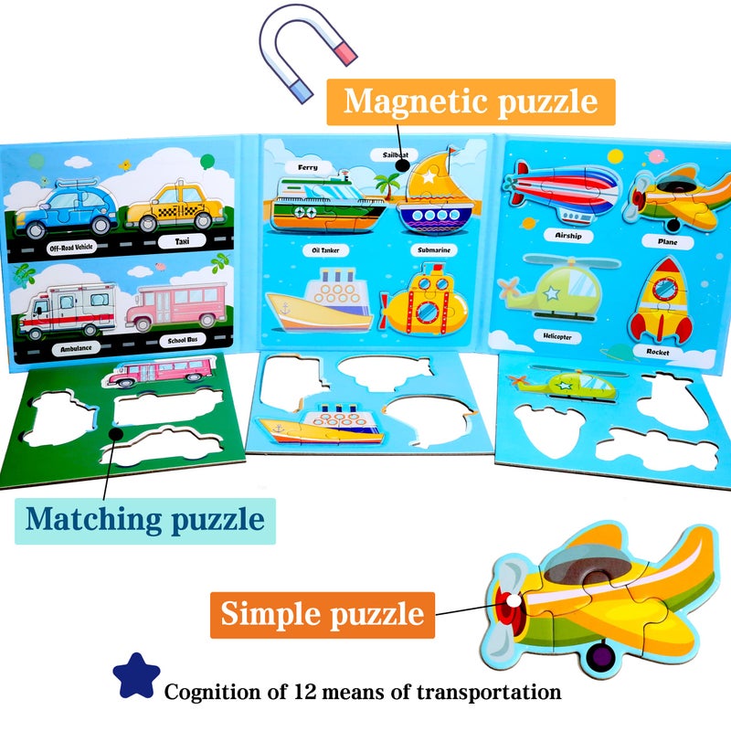 QimuMku Magnetic Puzzles for Kids Ages 1-3, Travel Toddler Puzzles Ages 2-4 Year, Space Car Activities Toy for Boys & Girls 3-5 yo - Learning Magnet Gift for Road Trip - Image 3