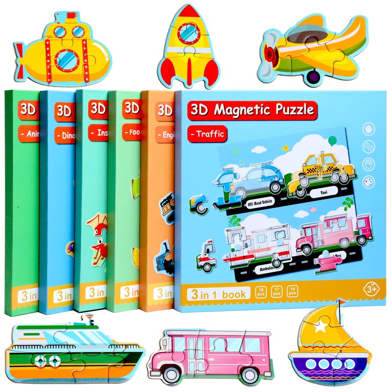 QimuMku Magnetic Puzzles for Kids Ages 1-3, Travel Toddler Puzzles Ages 2-4 Year, Space Car Activities Toy for Boys & Girls 3-5 yo - Learning Magnet Gift for Road Trip - Image 1