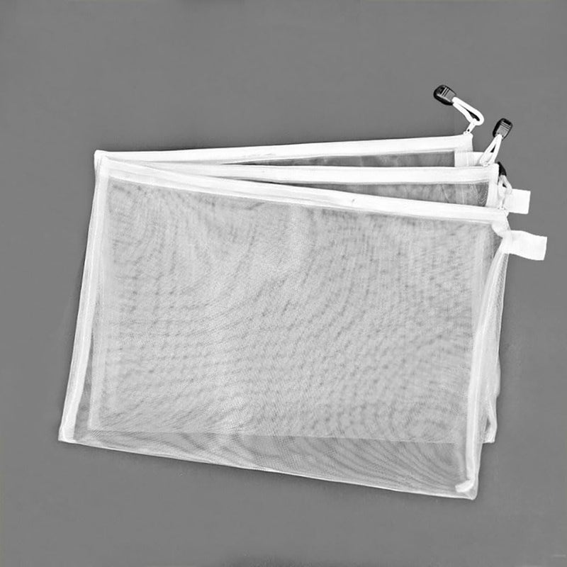 pepplo Mesh Zipper Bag, Transparent Pouch, Multifunctional Storage Bag, Large Capacity Stationery Bag, Student Exam Supplies Storage Bag, Zipper Organizer, School Supplies, Make Up Mesh Pouch (Big, 4 Pieces) - Image 3