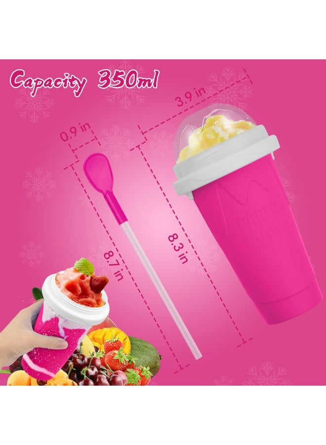 Honbuty Slushie Maker Cup - Magic Quick Frozen Smoothies Cup for Homemade Milk Shake Ice Cream Maker, Cooling Cup, Double Layer Squeeze Slushy Maker Cup, Birthday Gifts for Friends&Family(Pink) - Image 3