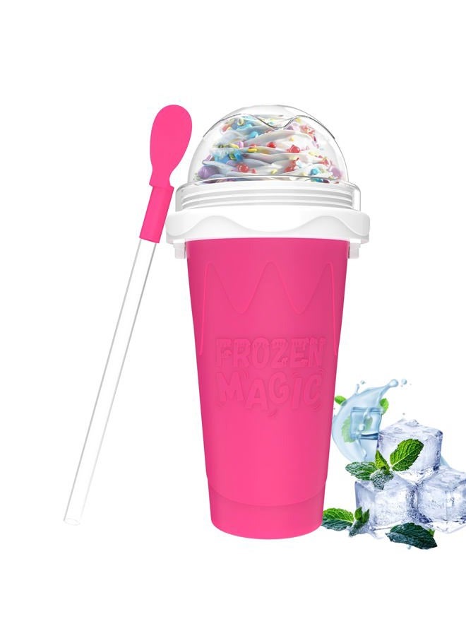Honbuty Slushie Maker Cup - Magic Quick Frozen Smoothies Cup for Homemade Milk Shake Ice Cream Maker, Cooling Cup, Double Layer Squeeze Slushy Maker Cup, Birthday Gifts for Friends&Family(Pink) - Image 1
