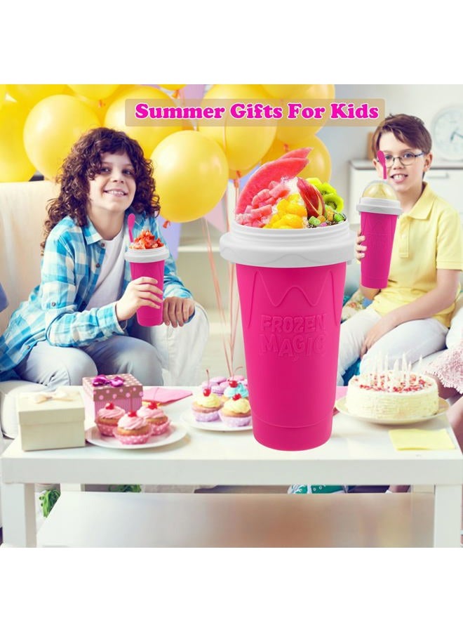 Honbuty Slushie Maker Cup - Magic Quick Frozen Smoothies Cup for Homemade Milk Shake Ice Cream Maker, Cooling Cup, Double Layer Squeeze Slushy Maker Cup, Birthday Gifts for Friends&Family(Pink) - Image 5
