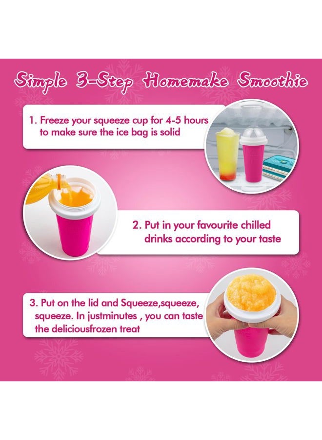 Honbuty Slushie Maker Cup - Magic Quick Frozen Smoothies Cup for Homemade Milk Shake Ice Cream Maker, Cooling Cup, Double Layer Squeeze Slushy Maker Cup, Birthday Gifts for Friends&Family(Pink) - Image 4