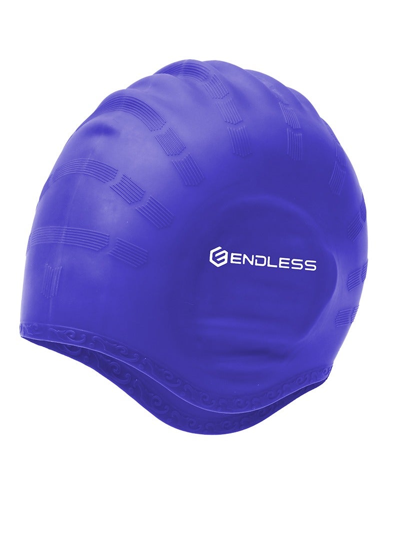 ENDLESS  قبعة سباحة مريحة من السيليكون مع جيوب أذن مريحة | قبعة مرنة بالكامل مقاومة للماء للشعر الطويل والقصير مع حافة أكثر سمكًا | للنساء والرجال - Image 1