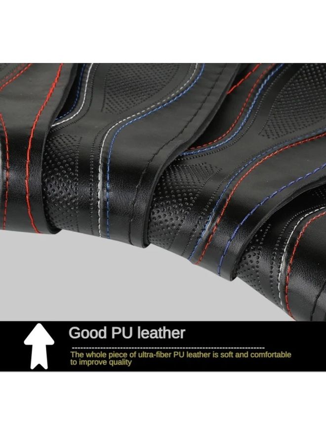 Universal Steering Wheel Cover 14 96 Inch PU Leather Red Black Slip Resistant - Image 1