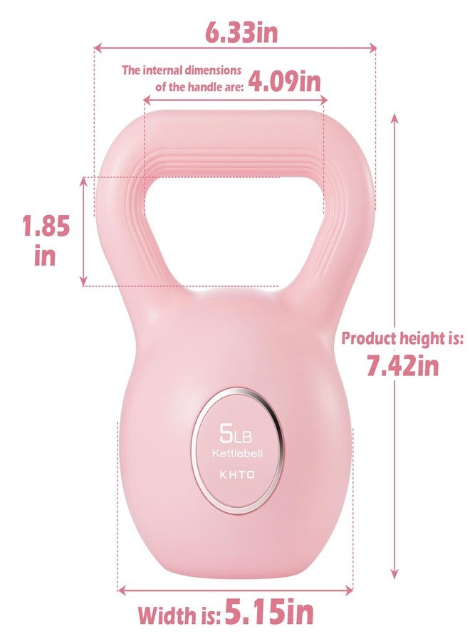KHTO Kettlebells Fitness Exercise-Pink Strength Training Kettlebell Sets,Dumbbell Weights for Home Gym Equipment(5LB) - Image 3