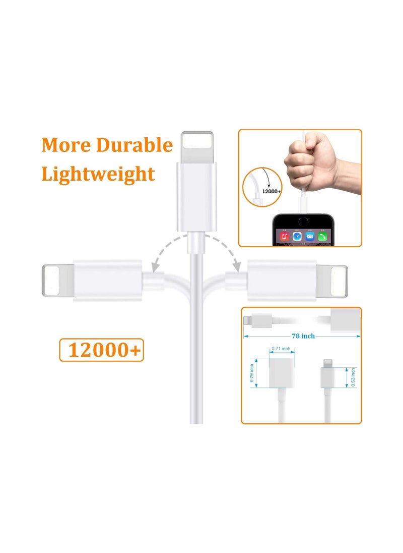 Generic - كابل تمديد شاحن iPhone iPad بطول 66 قدمًا لمحول بيانات وصوت وفيديو، عبوة مزدوجة باللون الأبيض - Image 1
