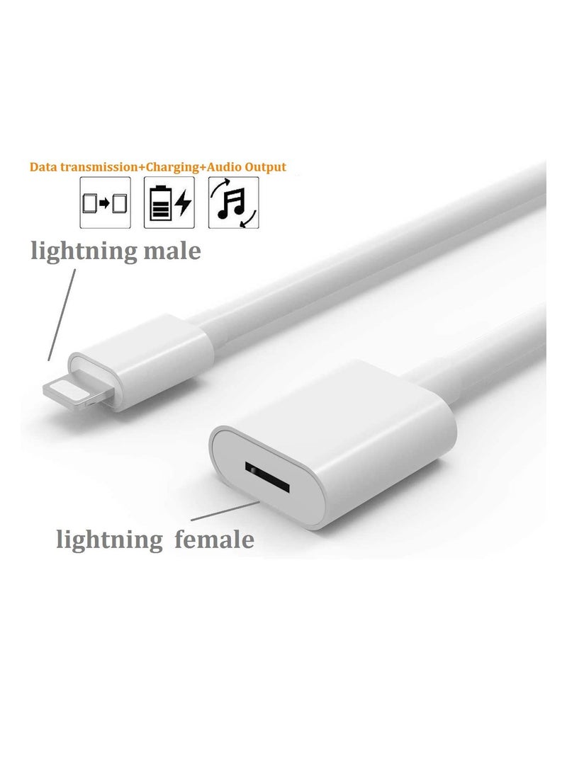 Generic - كابل تمديد شاحن iPhone iPad بطول 66 قدمًا لمحول بيانات وصوت وفيديو، عبوة مزدوجة باللون الأبيض - Image 1