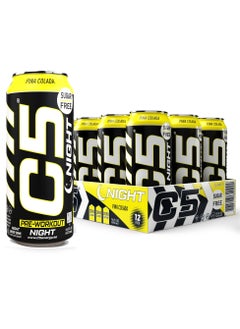 C5 Energy C5 Energy Drink Night Pina Colada, Pre Workout, Zero Caffeine, Sugar Free, Zero Calories with Beta Alanine, L-Arginine 16fl.OZ, 473ml Caffeine Free Preworkout Pack of 12  - Image 1