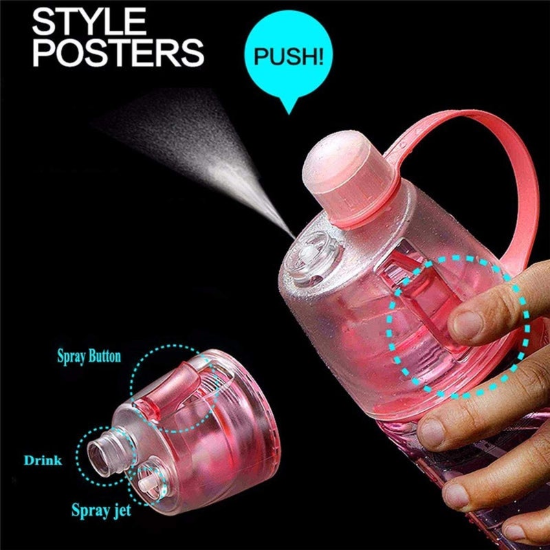 AXIESH AXIESH Pack of 2 Combo Spray Water Bottle 600 ML for Sport Outdoor Bicycle Cycling Gym Summer Special Multicolor - Image 4